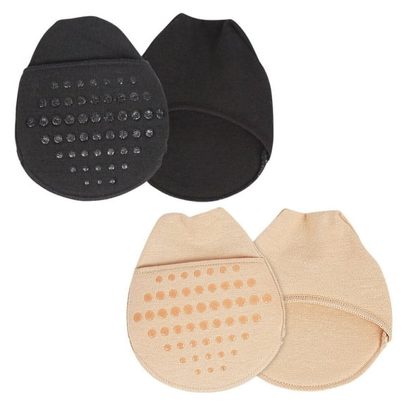 Xiao Hua 2 Double Toe Half Socks Seamless Invisible Socks Invisible forefoot Buffer Half lined Socks with Anti slip Silicone Bottom, Suitable for Women (Black Skin Color)