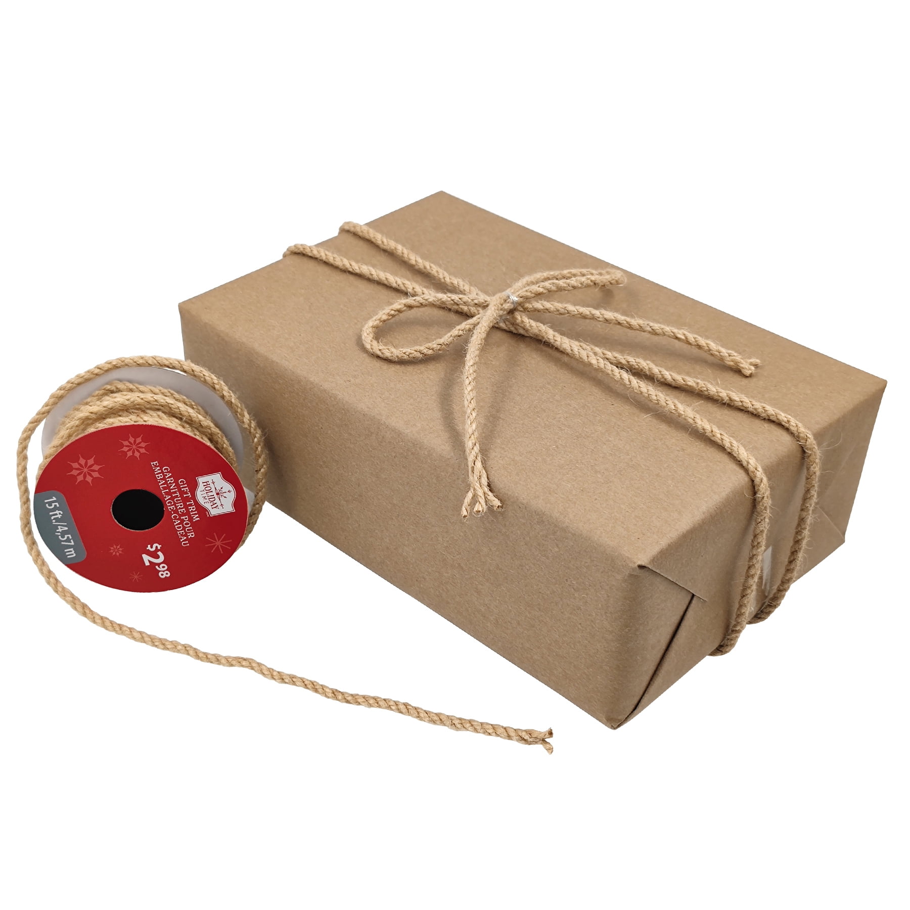 Holiday Time Christmas Natural Twisted Cord Gift Trim, 15 ft, NATURAL TRIM