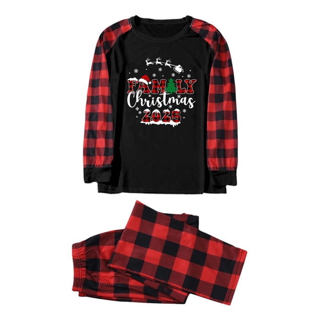 Womens Outfit Sets Family Matching Christmas Pajamas Set Printed Long Sleeve Tops & Pants Soft Polyester Spandex Comfortable For Autumn Winter Daily & Festive Wear Family Christmas