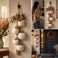 thumbnail image 4 of CHJK Rustic White Pumpkin Hanging Swag, 5 Pumpkin Fall Wall & Door Decor, Distressed Wooden Pumpkins with Plaid Bow for Farmhouse Fall Door Decor, 4 of 7