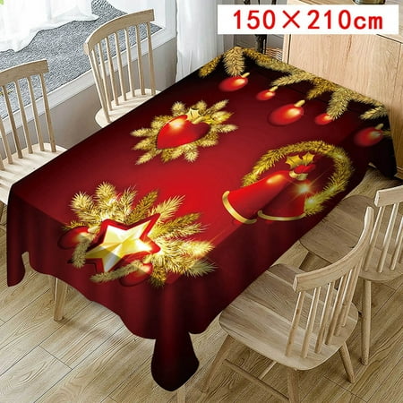 

Christmas Tablecloth Print Rectangle Table Cover Holiday Party Home Decor