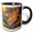Black/White, variant on 3drose, Painting of an Elegant Farmyard Rooster with Distinct Comb and Wattle, 11oz Two-tone Yellow Mug