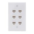 thumbnail image 1 of Placa de pared para cable Ethernet Cat6 de KCC Industries de 6 puertos, 1 of 2