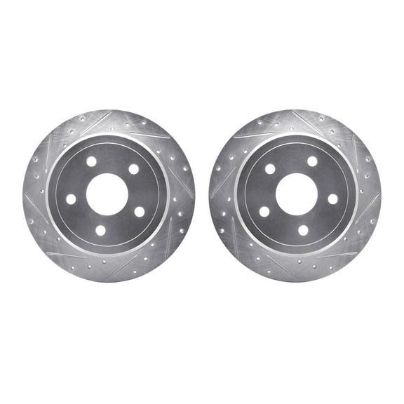 Dynamic Friction Company Rear Brake Rotors-Drilled and Slotted-Silver 7002-42031