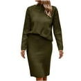 thumbnail image 2 of qolati Women's 2 Piece Outfits Long Sleeve Knit Pullover Tops Bodycon Midi Skirt Matching Sets 2024 Fall Winter Sweater Dresses Set, 2 of 5