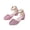 Pink, variant on Girls Sandals With Crystal Pearl Decoration High Heels Cloth Upper Rubber Sole Stage Performance Footwear For Kids Ages 4 To 16