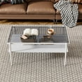 thumbnail image 5 of Tcbosik 2-Tier Coffee Table with Gray Tempered Glass Top, 38.3" Cocktail Table with Metal Legs, Center Table for Living Room, White, 5 of 7