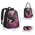 thumbnail image 2 of Pofeuu Flower Bald Eagle Print Backpack Travel Backpacks With Lunch Bag Pencil Bag Set 3 pcs Set Cartoon Backpack, 2 of 7