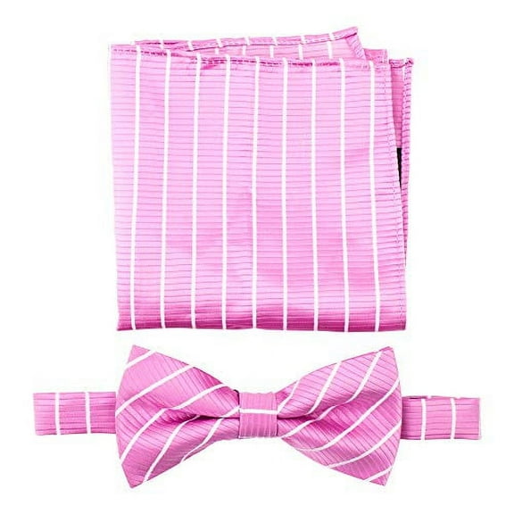Boys & Men Adjustable Pre-Tied Bow Tie Elegant Bow Tie Set | Pink Bow Ties & Pocket Square