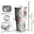 thumbnail image 3 of 30oz Pioneer Flower Floral Print Pattern Tumbler, Double Wall Vacuum Insulated Cup, BPA-Free Leak Proof Lid & Reusable Straws, Hot 12h, Cold 34h, 3 of 6