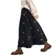 thumbnail image 3 of HongQid Women’s Corduroy Long Skirt Spring Fall Embroidery Floral A-Line Skirt Vintage Elastic High Waist Ruffle Maxi Skirt, 3 of 6