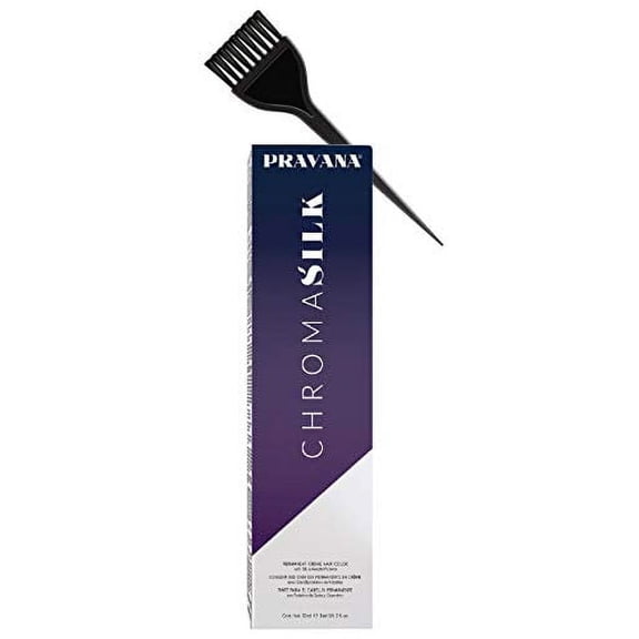 Pravana Chromasilk Permanent Creme Hair Color with Silk & Keratin Proteins, 3 oz / 90 ml (w/Sleek Brush) Chroma Silk Cream Haircolor Dye (RED)