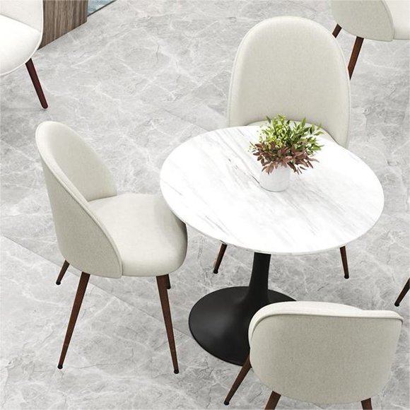 Homy Casa Modern 2-Pack Accent Chair Set, Armless Round Back, Beige Fabric Upholstered