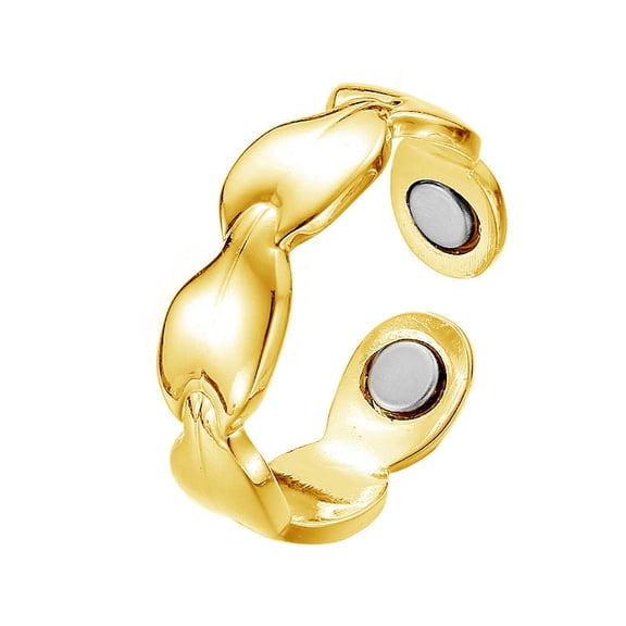Copper Magnetic Ring With Leaves Design Electroplated Jewelry For Lovers Men Women Anniversary Gift For Couples
