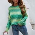 thumbnail image 2 of Rainbow Pullover Sweater Fashionable Drop Shoulder Round Neck Long Sleeve Women Pullover Sweater for Autumn Winter Green XL, 2 of 8