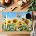 thumbnail image 2 of Yellow Sunflower Placemats Set of 8 Spring Floral Leaves Butterfly Pastoral Place Mats Indoor Wipeable Table Mats Washable Cloth Dining Table Placemats for Kitchen Holiday Party Home Decor 13x19 Inch, 2 of 9