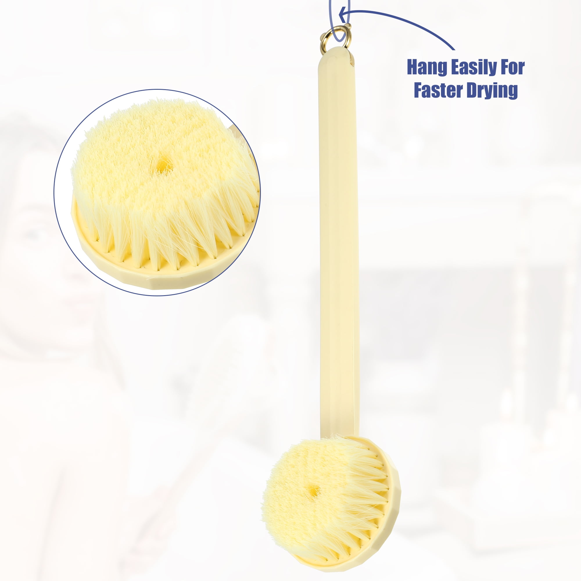 Unique Bargains Long Handle Bath Brush and Bathin Beige