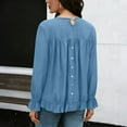 thumbnail image 6 of JGGSPWM Linen Tops for Women Long Sleeve Tops Cute Lightweight Ruffle Sleeve Shirts Loose Fit Solid Color Daily Wear Blouses Blue XL, 6 of 8