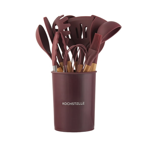 Utensilios Cocina Silicón con soporte Kochstelle, color Vino 12 piezas Kochstelle UT002100V