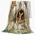 thumbnail image 2 of Whimsical Woodland Forest Animal Gathering Scene, Festive Holiday Scene, Warm Flannel Blanket for Living Room and Reading Nook, Art Lovers Thanksgiving Gift, Festive Home Decor, 2 of 9