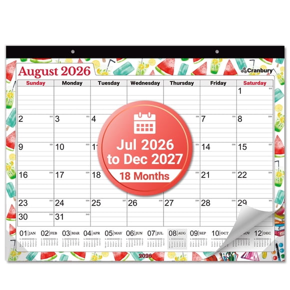 Calendario CRANBURY 2026-2027 Grande 56x43 cm para Escritorio