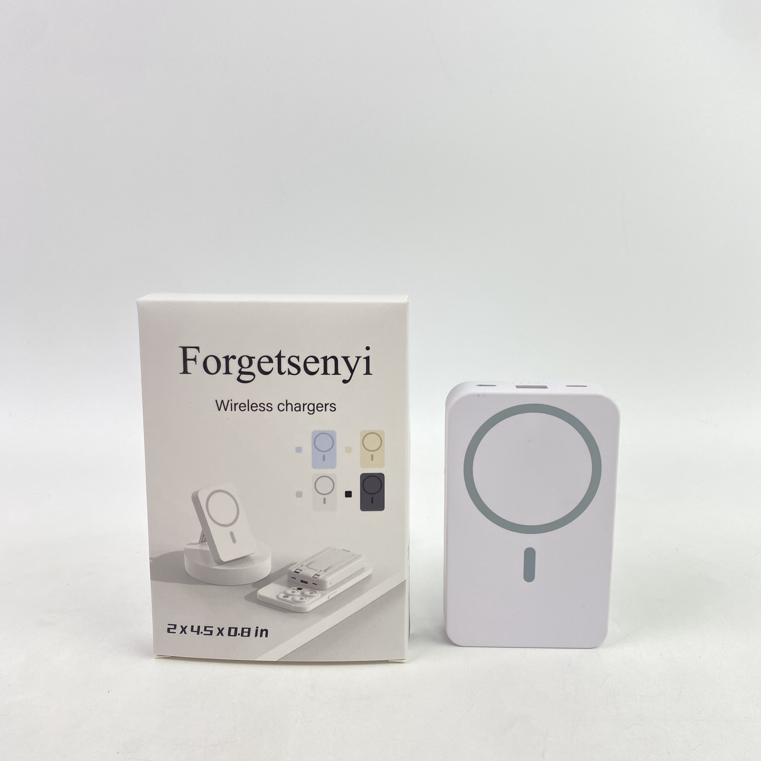 Forgetsenyi Wireless chargers, Portable Charger, 10000mAh Wireless Magnetic Power Bank with USB-C Cable 22.5W PD Charging, Slim Phone Battery Pack -White