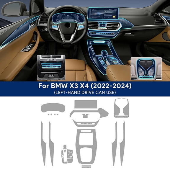 For BMW X3 X4 G01 G02 2022 2023 2024 TPU Car Navigation Screen Film Gearbox Protective Sticker Anti-scratch Interior Accessories