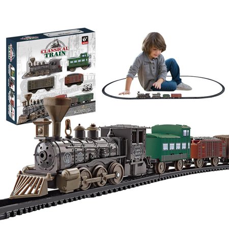 Lona Electric Classical Train Set Christmas Toy Gift Model Railroad Train Set Cargo Car And Long Track Puzzle Toys Model Railroad Train Set For Boys Girls Toddler classy