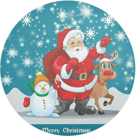 

Hyjoy Cartoon Santa Claus Snowman and Deer Placemats 1Pcs Holidays PVC Weave Place Mats Table Mats Non-Slip Easy to Clean for Home Kitchen BBQ Party Table Decor 15.4×15.4in