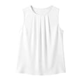 thumbnail image 4 of DHFJKG Sleeveless Tank Top Women Dressy Summer Basic Tee Scoop Neck Solid Color Pleated Business Work Wear For Office Lady Trendy Tops, 4 of 4