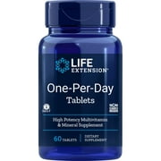 Life Extension One-Per-Day Multivitamin  Packed with Over 25 Vitamins, Minerals & Plant Extracts, Quercetin, 5-MTHF Folate & More  1-Daily, Non-GMO, Gluten-Free  60 Tablets