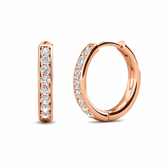 Cate & Chloe Bianca 18k Rose Gold Plated 14mm Hoop Earrings with Swarovski Crystals for Women