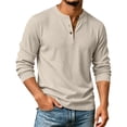 thumbnail image 2 of longantii Long Sleeve Henley Shirts for Men Casual Textured 3-Button Pullover Solid Warm Basic Tops Lightweight Fall Workout Shirts, 2 of 5
