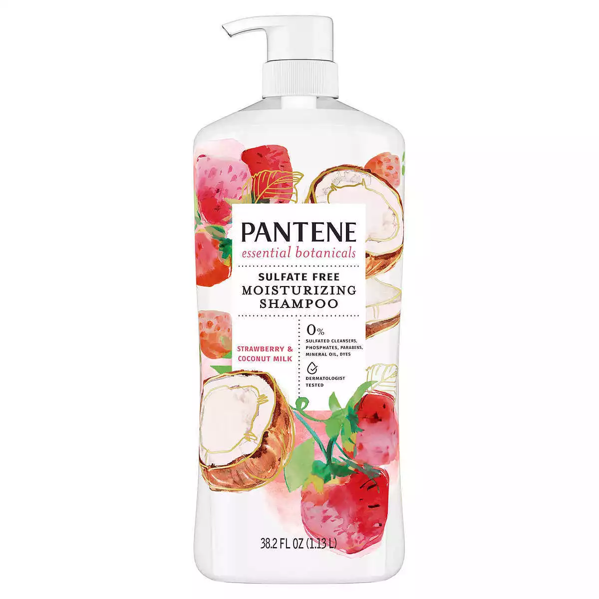 Pantene Essential Botanicals Strawberry Coconut Milk Shampoo & Conditioner Set, 38.2FL Each