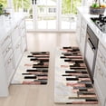 thumbnail image 3 of Marble Kitchen Rugs Sets of 2, Pink Black Non Slip Washable Kitchen Mats Cushioned Anti Fatigue, Comfort Floor Standing Mats for Kitchen Home Sink Office Laundry, 18'''' x 30''''+18'''' x 48'''', 3 of 6