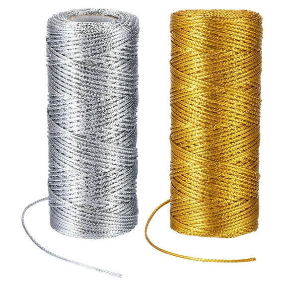 REGALWOVEN Decorative Metallic Bakers Twine, 1 Rolls Wrapping Twine String Rope DIY Tie Gift Packing Gold & Silver