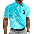 thumbnail image 2 of Fnnxeal Mens Golf Polo Shirt Summer Short Sleeves Print Button Casual Collared Sky Blue Polo Shirts for Men Size L, 2 of 5