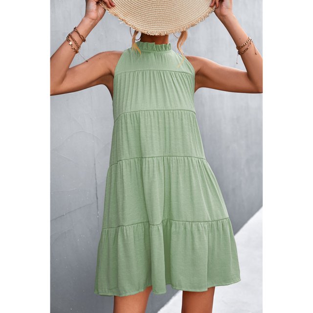 Vestido con lazo en la espalda, vestido sin mangas de cuello alto para mujer, vestido con cuello halter, elegante y moderno