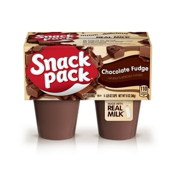 Snack Pack Chocolate Fudge Flavored Pudding, 4 Count Pudding Cups (12 Pack)