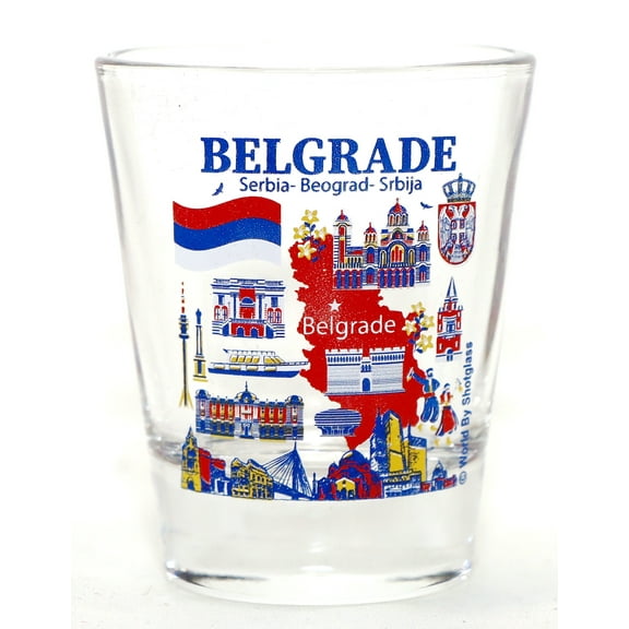 Belgrade Serbia Landmarks and Icons Collage Shot Glass