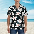 thumbnail image 4 of Goofa Lilies Flowers Hawaiian Shirt for Men, Unisex Summer Beach Casual Short Sleeve Button Down Shirts,Aloha Tropical Floral print shirt-, 4 of 9