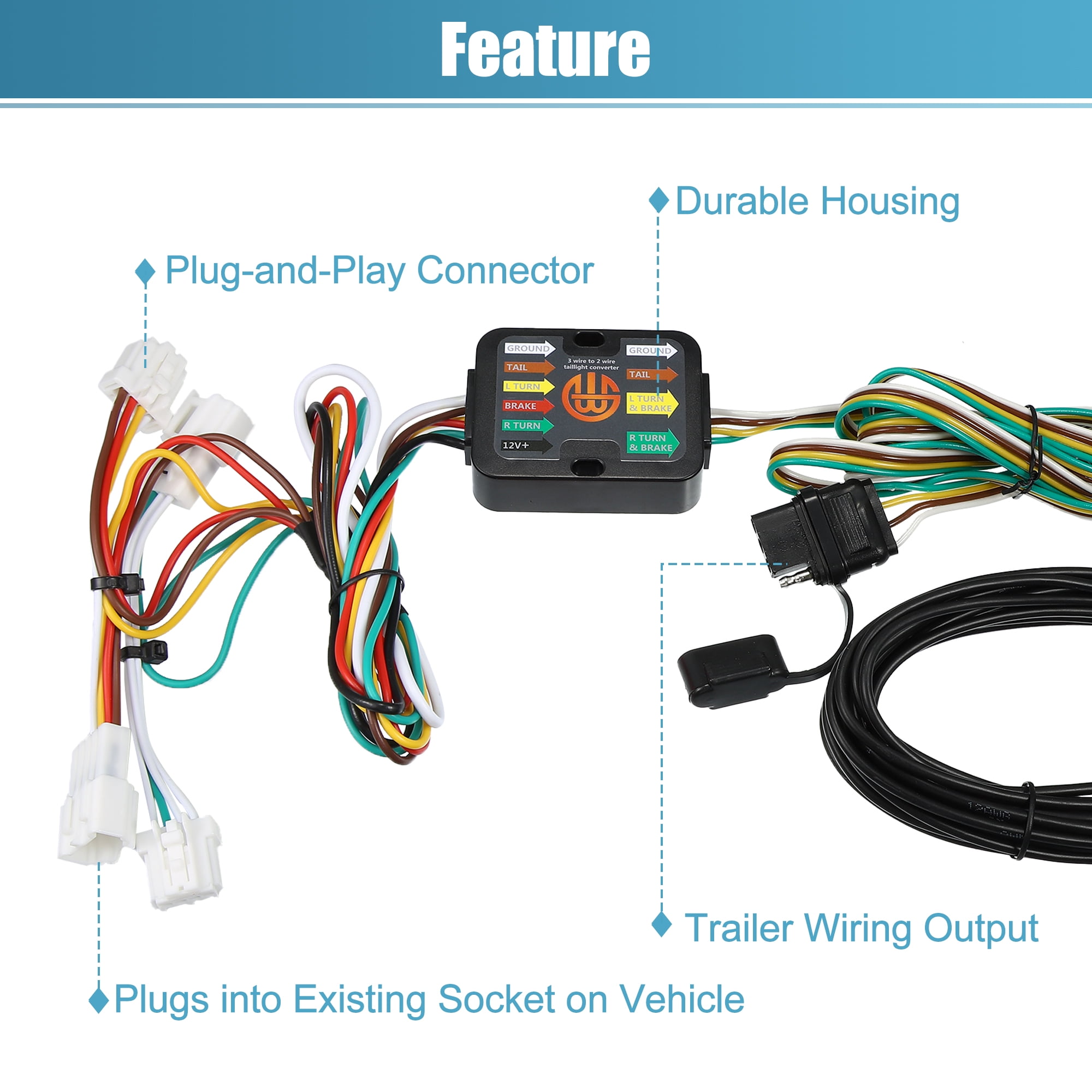 Unique Bargains 56033 4-Pin Trailer Wiring Harness for Nissan Rogue 1 Set