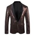 thumbnail image 1 of Coffee Mens Jackets Blazers Outfit for Mens Work Office Formal Prom Party Evening Elegant Rave Sequin Sparkle Glitter Basic Fall Winter Blazers Button 2025 L, 1 of 3