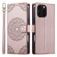 thumbnail image 2 of Leather Case For Apple iPhone 15 Pro 6.1",Embossed Totem Wallet With Card Holder,Wristband, Shockproof Kickstand Magnetic Cover,Rose Gold,For iPhone 15 Pro, 2 of 7