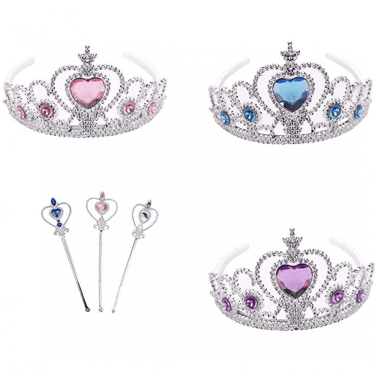 SALE Pink Purple Crown Petite Princess Crystal Necklace Crown Jewel Box NEW 