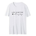 thumbnail image 4 of Women T Shirt Life Is Better With My Boys Letter Printed Boy Mama Shirts Cute Graphic Tees Casual Short Sleeve Tops Womens Workout Top Womens Tee Shirts Loose Fit Shirt Juniors Shirts for Women Womens, 4 of 4