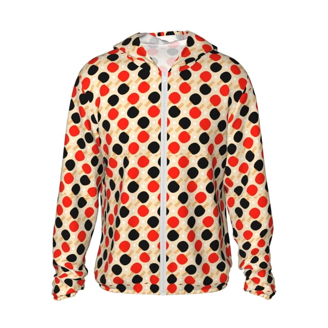 Saiise Table Tennis Rackets Pattern Sun Protection Hoodie for Men and Women, Lightweight Quick-Dry Windproof with Hood and Zip-Small