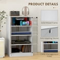 thumbnail image 6 of HOMCOM 4-Tier Media Stand Cabinet with 3-Level Adjustable Shelves, Tempered Glass Doors, and Cable Management, Distressed White, 6 of 10