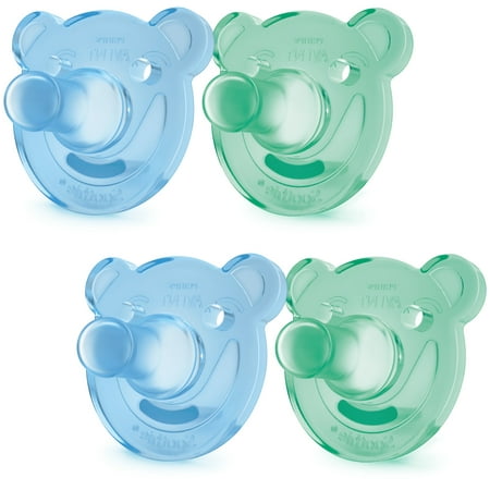 Philips Avent Soothie Shapes Pacifier, Green/Blue, 0-3 Months, 4 Pack
