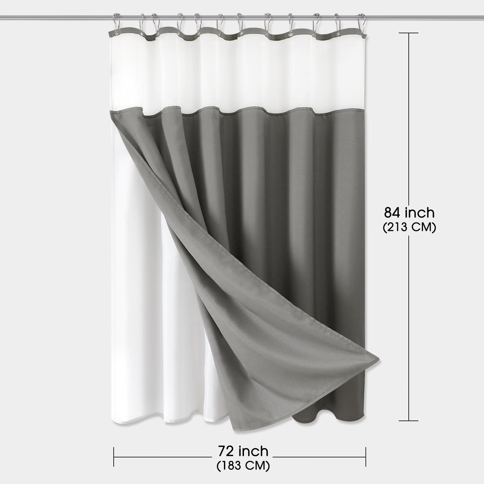 Waffle Weave Shower Curtain with Snap-in Fabric Liner Set, 12